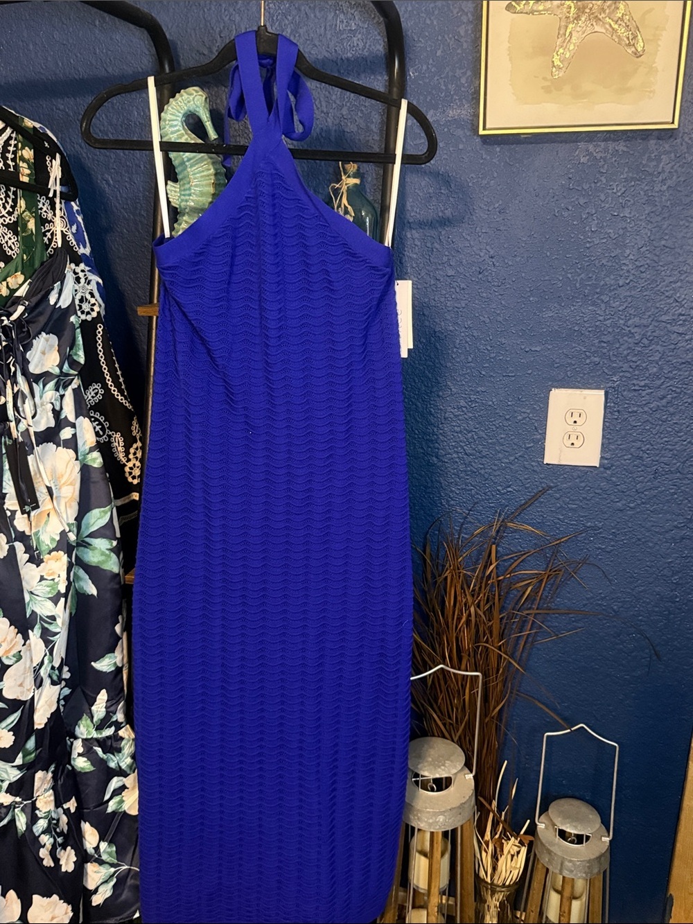 Cobalt Halter Midi Dress
